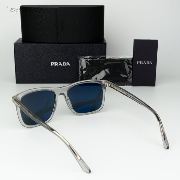 BRAND NEW Prada Women Sunglasses Grey Crystal Blue Rectangle PR18WS U430A9 main image 9